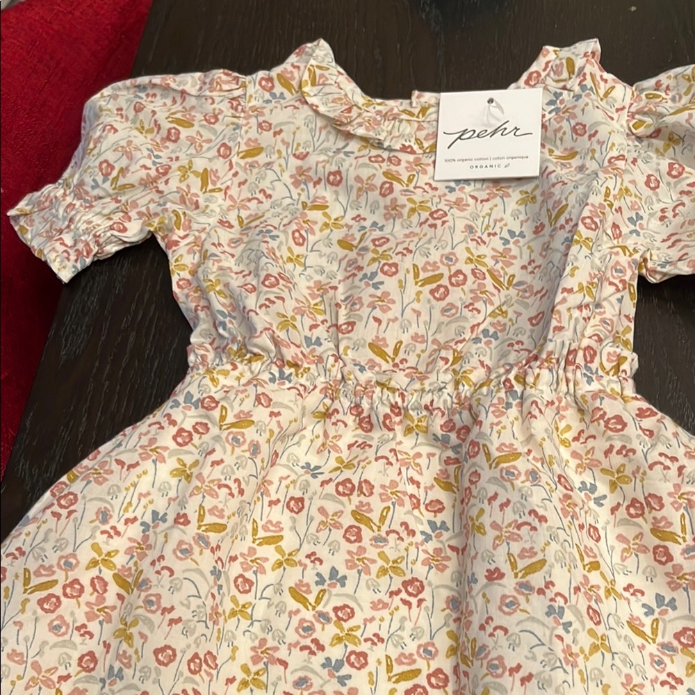 Pehr floral cream dress with ruffled collar